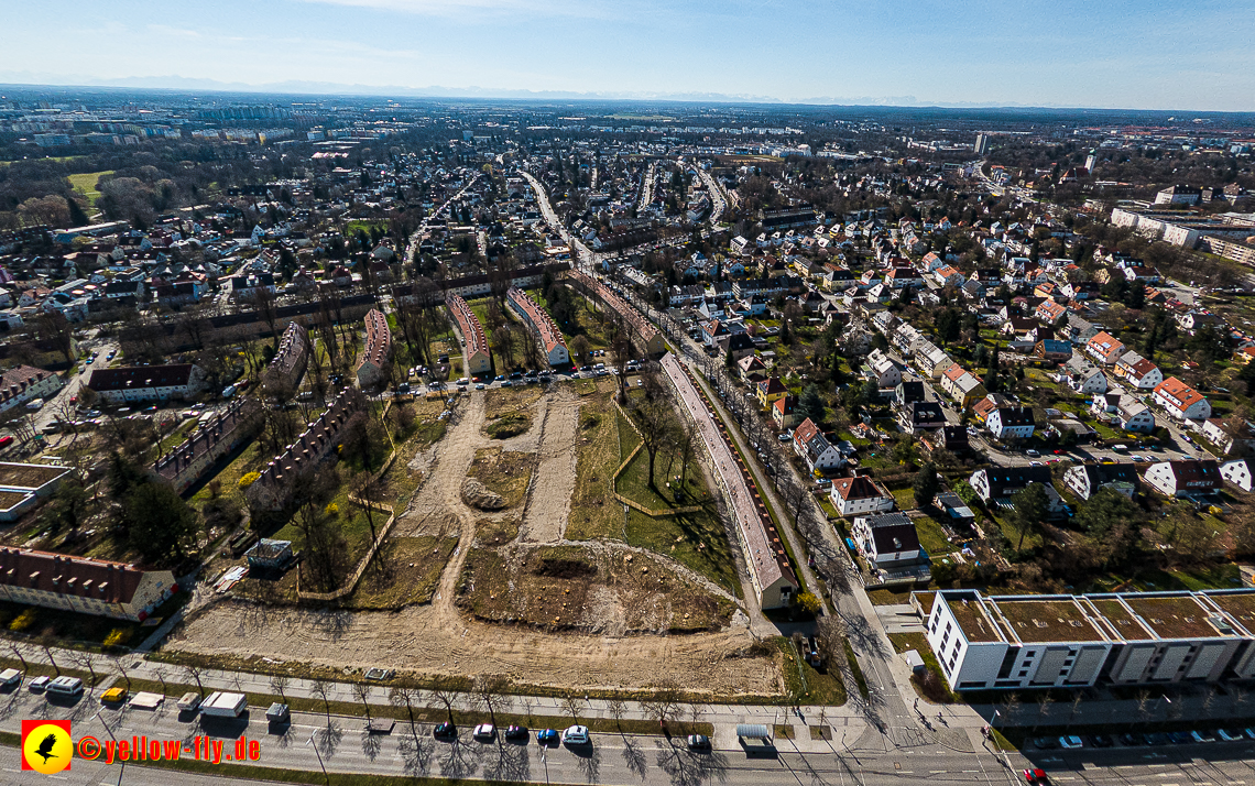 21.03.2023 - Luftbilder von der Baustelle Maikäfersiedlung in Berg am Laim